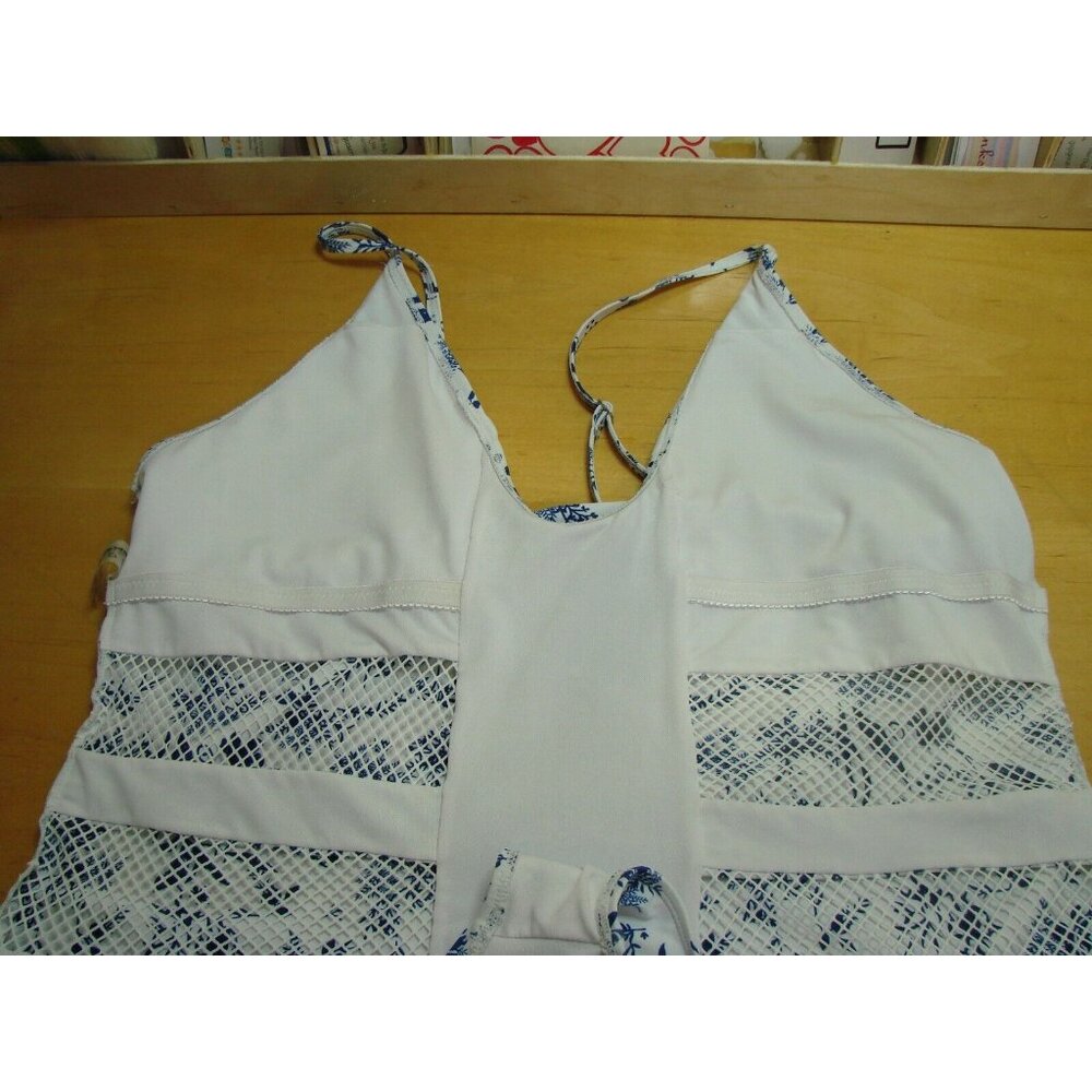 Floryday Womens Size XXL 1 Piece Mesh Middle Swimsuit Swimwear Bathing Suit Blue - Picture 10 of 11